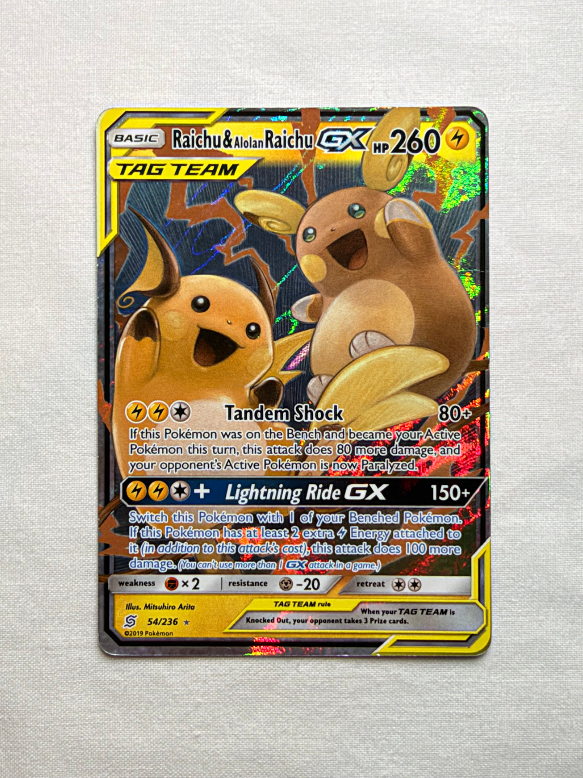 Raichu & Alolan Raichu-GX 54/236 front